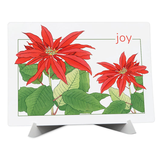 Joy- Poinsettia- Greeting Card with Display Easel
