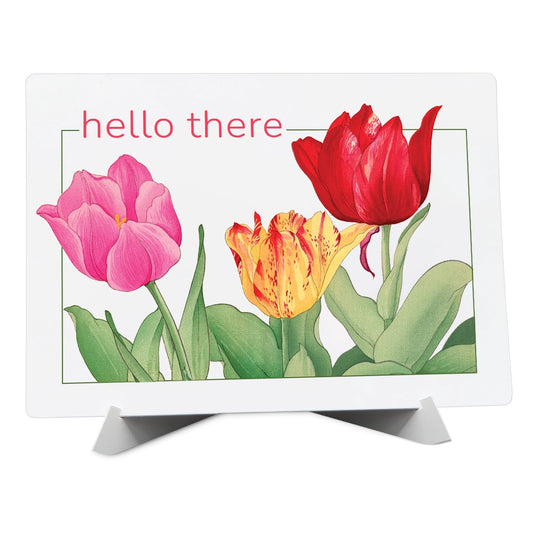 Hello- Tulip- Greeting Card with Display Easel