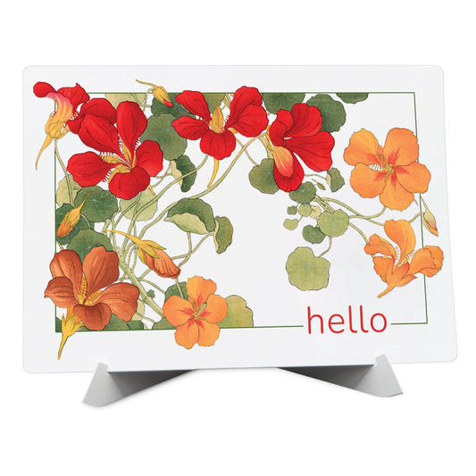 Hello- Nasturtiums- Greeting Card with Display Easel